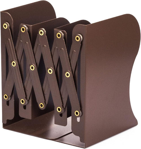 Book Ends, Metal Book Organizer for Heavy Books, Suitable for Office, Home & School Use, Brown