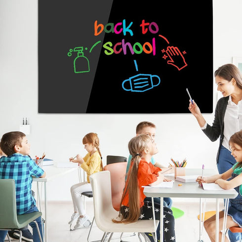 DEVELOP Magnetic Black Glass Dry Erase Board, 24 x 18 Inches, Small Frameless Wall Mounted Writing Whiteboard with 4