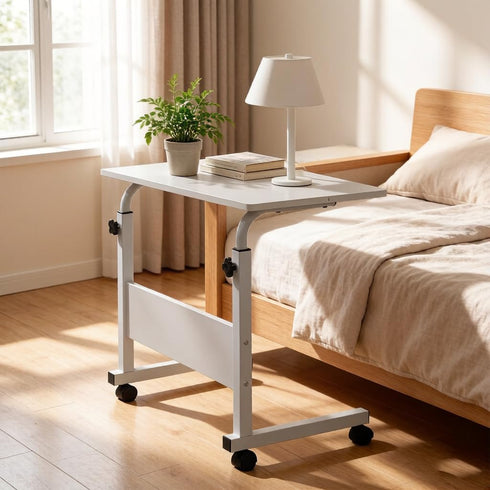 NAICKUC 31.5Inch Standing Desk - Side Table Adjustable Height, Portable Laptop Cart, C-Shaped Bed Couch end Tables