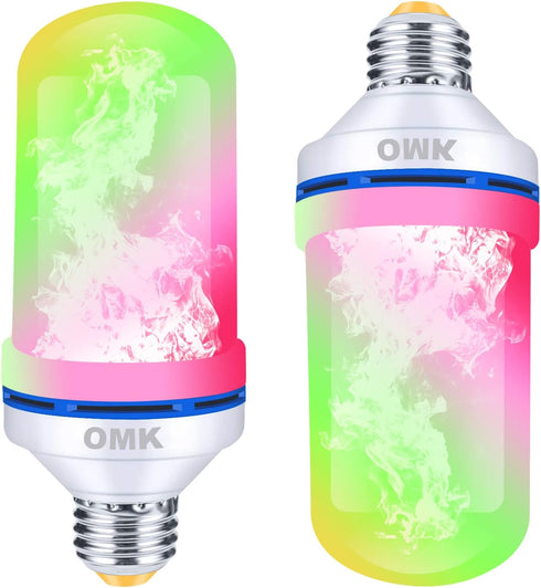 LED Flame Effect Fire Light Bulbs, 2 Pack, Flickering Fire Simulated Lamps, E26 Base Energy Efficient for
