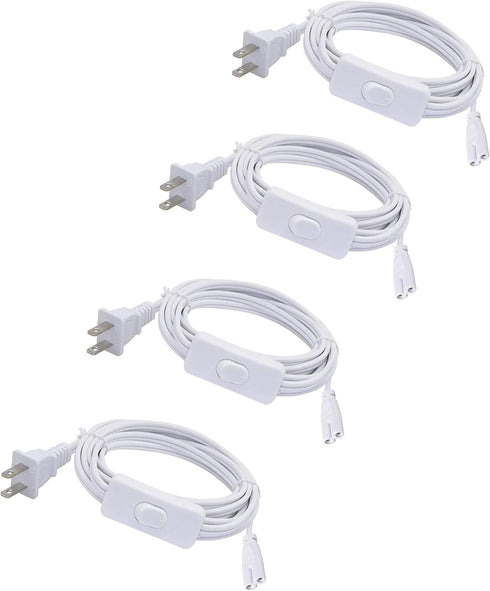 T5 T8 Led Tube Light Power Extension Cord, 6FT/1.8M, 2 Prong, 4PCS with On/Off Switch