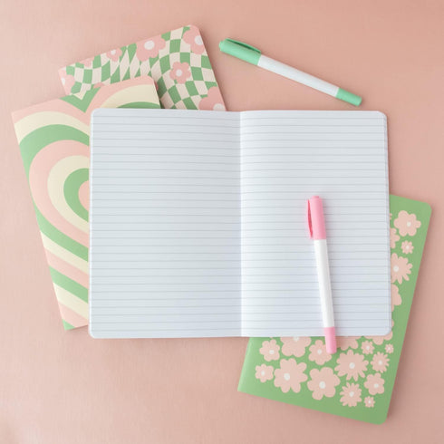 THiNKABLE Cute Journal Set, 4 Pack Pastel Notebooks, A5 60 Pages, Green Pink Aesthetic for Girls
