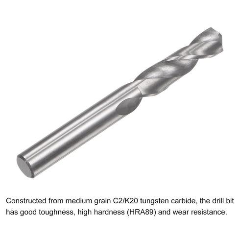 uxcell Solid Carbide Drill Bits, 4.8mm C2/K20 Tungsten Carbide Jobber Drill Bits, 2pcs