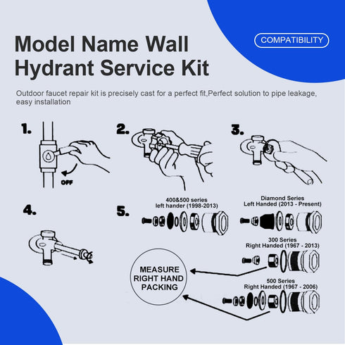 630-7755 Wall Hydrant Repair Kit for Prier Faucet 300, 400, 500 Series Parts