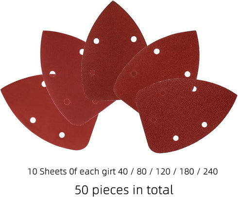 Coceca Assorted Sandpaper Sanding Pads for Mouse Detail Sander, 50pcs 40 80 120 180 240 Grits
