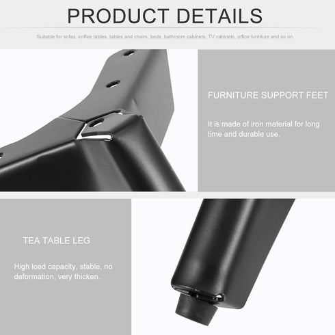 Ipetboom 4pcs 8cm Matte Black Metal Cabinet Legs Furniture Support Feet for Sofa Coffee Table Tv Stand Bed Frame
