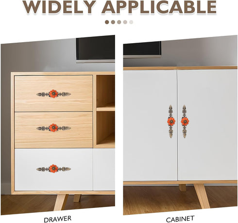 1 DOITOOL Pair Ceramic Pumpkin Drawer Pull Zinc Alloy Base Furniture Pull Handles for Drawers Kitchen Cabinet Bedroom