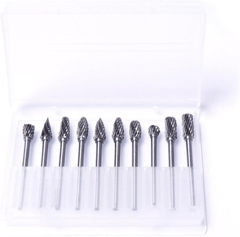 ATOPLEE 1/8" Shank Carbide Burr Bits - 10PCS Tungsten Carbide Rotary Tool for DIY, Metal Grinding