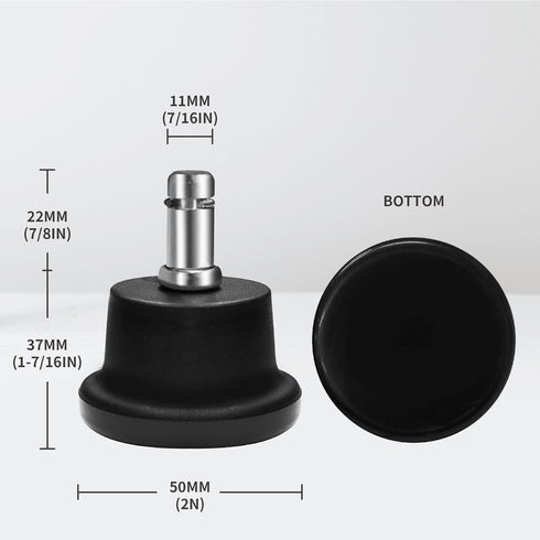 AXL Bell Glides Replacement Office Chair or Stool Swivel Caster Wheels to Fixed Stationary Castors, Replacement Chair Without Wheels and High Bell Glides - Set of 5 Pack (Low)