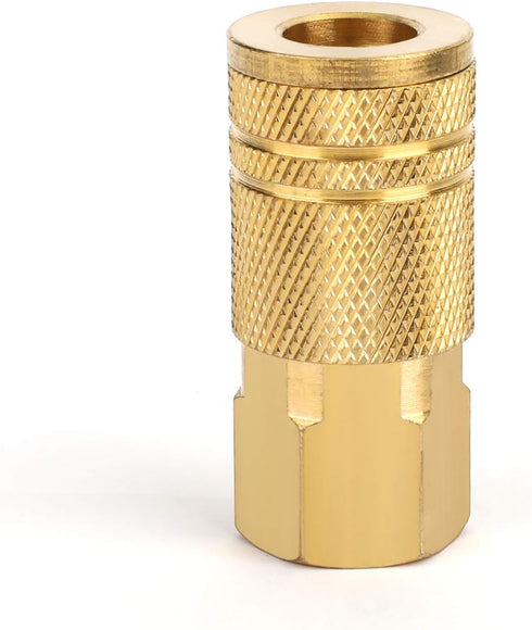WYNNsky Air Coupler and Plug Kit, 1-pc 1/4'' FNPT Brass Coupler, 1-pc 1/4'' MNPT Zinc-Plated Steel Plug