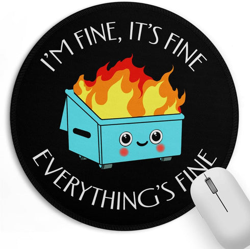 Dumpster on Fire Small Mouse Pad, Cute Round Mousepad with Non-Slip Rubber Base for Desk Accessories