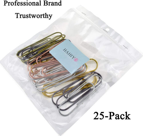 HAHIYO Extra Large Paperclips 4" (100mm), 25 Pack Sturdy Vinyl Coated in Assorted Colors
