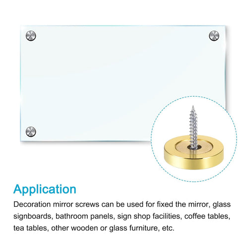 METALLIXITY Mirror Screws (25mm/0.98") 2Pcs, Decorative Brass Polished Cover Cap Nails