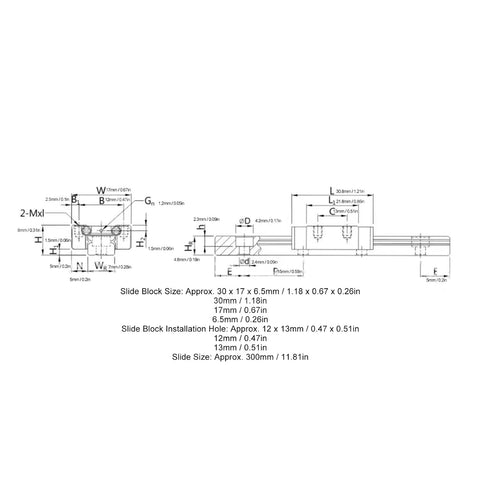 300mm MGN7H Linear Rail with Carriage Block for 3D Printer CNC Machine Automation Equipment