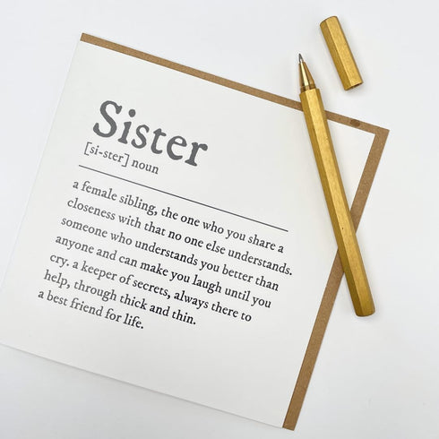 Old English Co. Sister Definition Card for Her - Sweet and Funny Sister Birthday Card - Heartfelt Sentimental Thank You