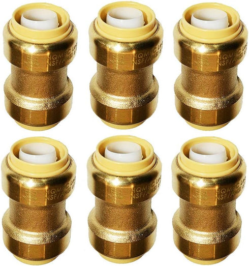 HQMPC Straight Coupling Push Fit PEX Fittings, 1/2" Push-to-Connect for Copper, CPVC, Lead-Free Brass