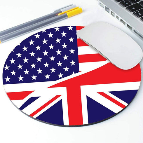 Gaming Mouse Pad Custom, USA American Flag and Union Jack British Flag Design Non-Slip Rubber Mousepad