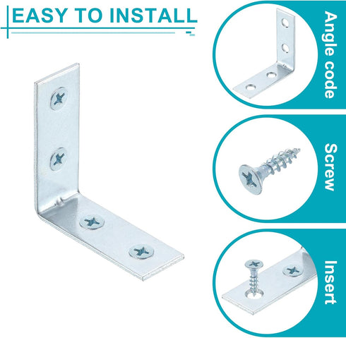 10 Set 3.94"x0.59"x3.94" uxcell L Corner Bracket Corner Brace Metal Joint Right Angle Brackets Fastener with Screws