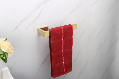 TocTen Hand Towel Holder/Towel Ring - Thicken SUS304 Stainless Steel Bathroom Hand Towel Hanger, 9 Inch Heavy Duty Wall Mounted Towel Rack, Square Hand Towel Bar for Bathroom Hardware (GOLD, 9 in) by TocTen