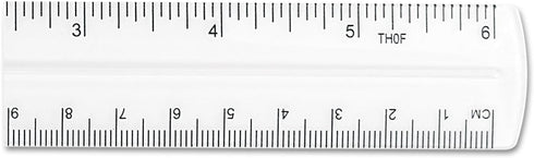 Westcott 6" Length Shatter-Resistant Plastic Ruler, Transparent (45016)