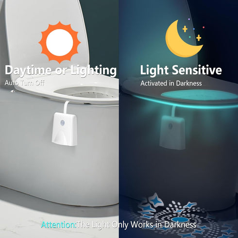 LAVAED 2 Pack Toilet Night Lights - 16 Color Changing, Motion Sensor Activated LED Projection Nightlight