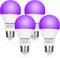 FAGUANGAO 9W A19 UV Blacklight Bulb, 75W Equivalent, E26 Medium Base, 120V UVA 390-400nm, 4 Pack for Parties