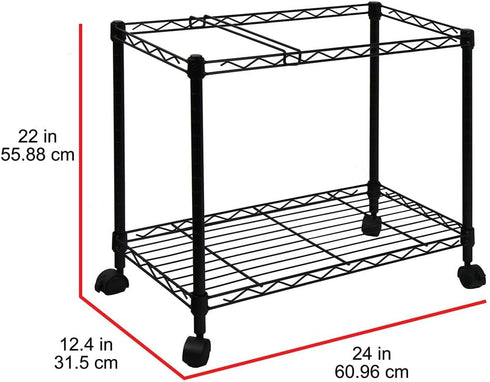 Oceanstar Portable 1-Tier Rolling File Cart, Black, 24 in