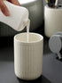 GRDDBZA Art Soap Dispenser for Bathroom Kitchen Hotel, Refillable Ceramic Stripe Matte Lotions Dispensing Bottle
