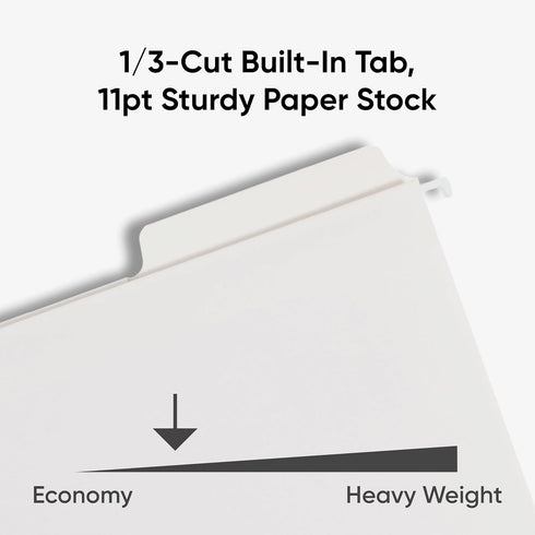 Smead FasTab Hanging File Folder, Letter Size, White, 20 per Box with 1/3-Cut Built-in Tab