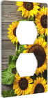 Farmhouse Sunflower Outlet Covers, Rustic Wood Pattern Decorative Switch Plates, 1 Gang 4.50 x 2.76 Inch
