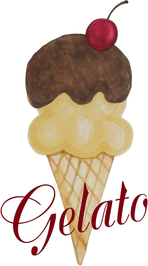 20"x12" CafePress Gelato Ice Cream Cone Wall Decal Oval Wall Decal, Vinyl Peel, Reusable Cling