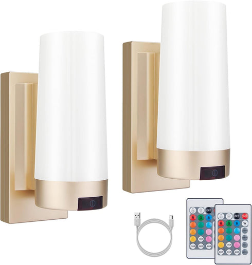 BIGMONAT Wireless Wall Sconce Light USB Rechargeable, Multi Color Changing, Dimmable Night