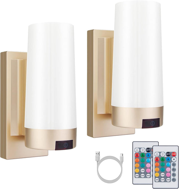 BIGMONAT Wireless Wall Sconce Light USB Rechargeable, Multi Color Changing, Dimmable Night