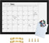 Dry Erase White Board & Monthly Calendar Board, Magnetic Whiteboard for Wall, Office/School/Home, Black Wood Frame