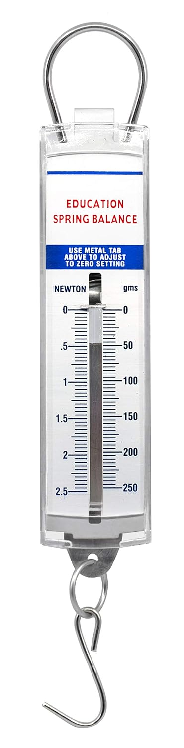 EISCO Premium Spring Balance, 0-250g / 0-2.5N - High Resolution, Dual Transparent Scale with Zero Calibration Capability