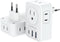 2 Pack European Travel Plug Adapter with USB C, US to Europe Power Adapters with 4 AC Outlets, 3 USB Charging Ports,