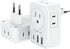 2 Pack European Travel Plug Adapter with USB C, US to Europe Power Adapters with 4 AC Outlets, 3 USB Charging Ports,