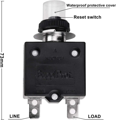 Thermal Circuit Breaker 20 Amps Manual Reset Push Button 32V DC 125/250V AC, 3Pcs Overload Protector