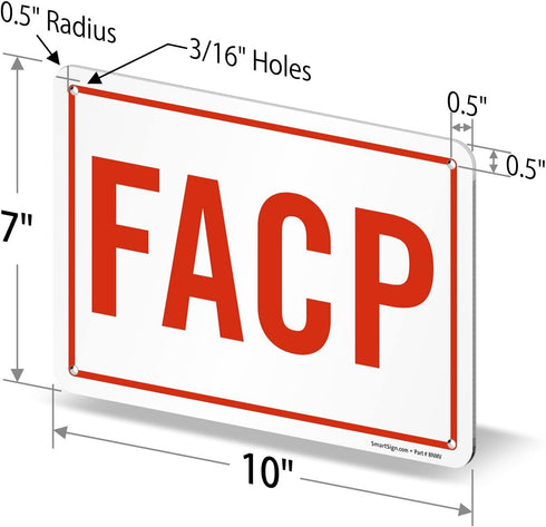 SmartSign S-9296-AL-10 "FACP" Sign | 7" x 10" Aluminum Red on White