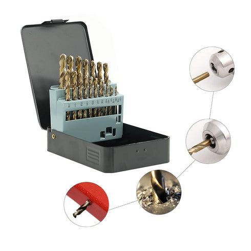 21Pcs Cobalt Drill Bits Set, M35 HSS, 135 Degree Tip, Twist Jobber Length for Hardened Metal, Cast Iron, Stainless