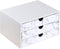 Leather Desk Organizer with 3 Drawers, Executive Office Supplies Desktop Filing Cabinet for Documents, White