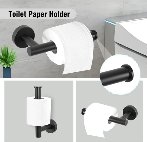 AGKXHDEC 5-Piece Set, Set Set Towel Racks for Bathroom, Stainless Steel Bathroom Accessories Bathroom Towel Holder Wall