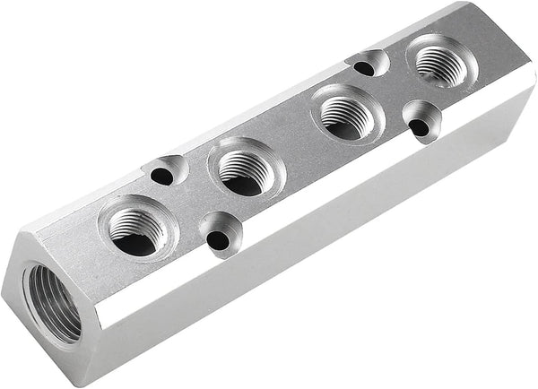4 Way Pneumatic Manifold Air Distribution Block, Compressed Air Coupler Fast Connector for Pneumatic Air Compressor