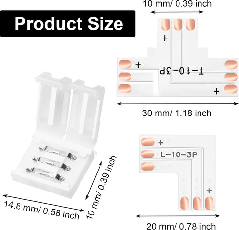 28 3 10 mm WS2811 WS2812B SK6812 Mudder Pieces Pin LED Connector LED Strip Solderless Light l Shape Lights Extension T