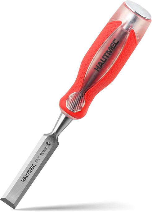HAUTMEC 3/4" High Impact Wood Chisel, Ergonomic Handle, Beveled Edge Blade, Drop-Forged CRV Steel, HT0361