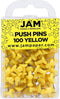 JAM PAPER Yellow Pushpins - Colorful Push Pins - 100/Pack