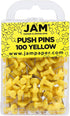 JAM PAPER Yellow Pushpins - Colorful Push Pins - 100/Pack