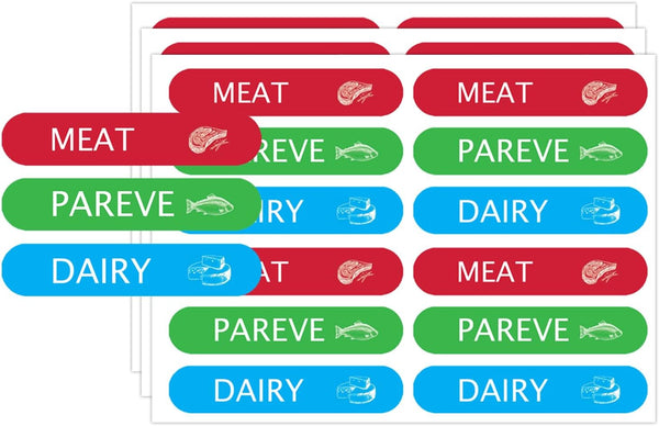 FENGHERUIA Kosher Labels Dairy and Pareve Kosher Stickers, Microwave, Freezer and Dishwasher Safe,