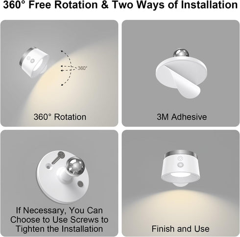 Set 3 13 Dimmable 360 Pack LED Wall Sconces of Two, Rechargeable Battery Operated Wall Lights with Remote, Wall Lamp