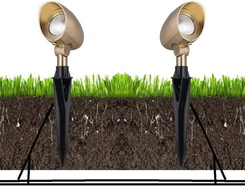 Landscape Lighting Ground Spikes: 1/2" NPT Thread Black Color Stakes for Path Lighting, 2-Pack
